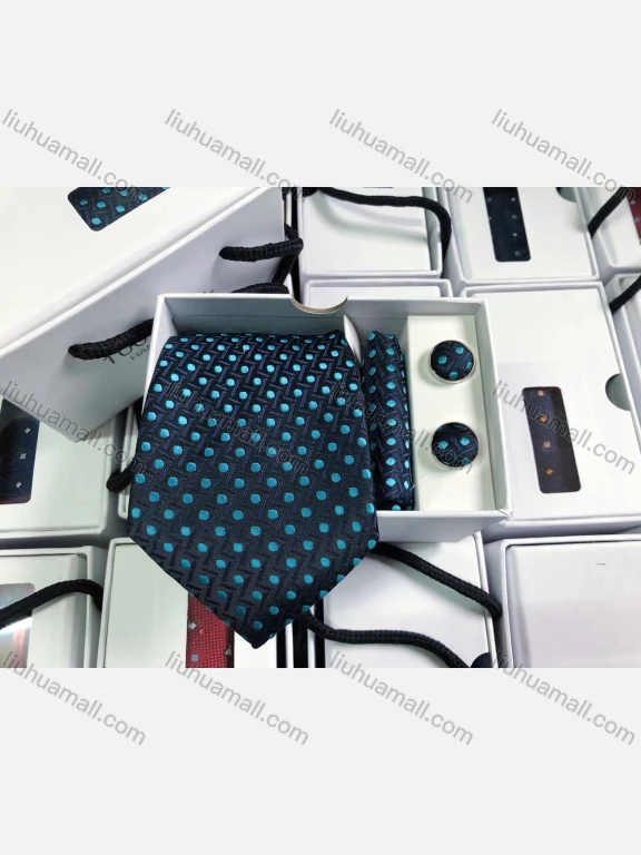 Wholesale Men's Trendy Polka Dot Tie & Pocket Square & Pair Cufflinks Sets