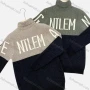 Wholesale Men's Casual Turtleneck Long Sleeve Colorblock Letter Print Knit Sweater preview