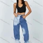 Wholesale Women's Casual Distressed Pockets High Waist Denim Pants 2021941# preview