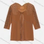 Wholesale Women's Elegant Plain Sweetheart Neck Embroidery Lace Rhinestone Long Sleeve Blouse KJ50979# preview