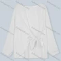 Wholesale Women's Bateau Neck Long Sleeve Tie Front Asymmetrical Hem Plain Casual Blouse preview