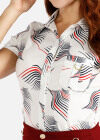 Wholesale Women's Abstract Print Collared Patch Pocket Button Front Short Sleeve Shirt - Liuhuamall