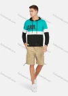 Wholesale Men's Casual Long Sleeve Colorblock Letter Print Drawstring Hooded Sweatshirts - Liuhuamall
