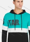 Wholesale Men's Casual Long Sleeve Colorblock Letter Print Drawstring Hooded Sweatshirts - Liuhuamall