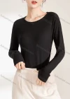 Wholesale Women's Casual Plain Round Neck Long Sleeve Top 035# - Liuhuamall