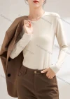 Wholesale Women's Casual Plain Round Neck Long Sleeve Top 035# - Liuhuamall
