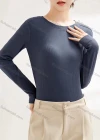 Wholesale Women's Casual Plain Round Neck Long Sleeve Top 035# - Liuhuamall