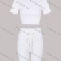 Wholesale Women's Sporty Half Zip Ribbed Crop Top & High Stretch Shorts 2-piece Set preview