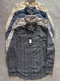 Wholesale Men's Casual Collared Long Sleeve Button Down Plaid Print Shirt, LIUHUA CLOTHING WHOLESALE