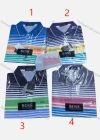 Wholesale Men's Casual Striped Colorblock Short Sleeve Polo Shirt - Liuhuamall