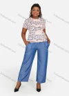 Wholesale Women's Graffiti Letter Print Round Neck T-Shirt With High Waist Straight Leg Pants Casual 2 Piece Set - Liuhuamall