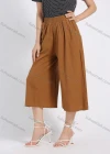 Wholesale Women's Cotton Plain High Waist Losse Fit Cropped Casual Wide Leg Pant - Liuhuamall