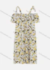 Wholesale Women's Casual Cold Shoulder Button Decor Leaf Print Short Dress 9337# - Liuhuamall