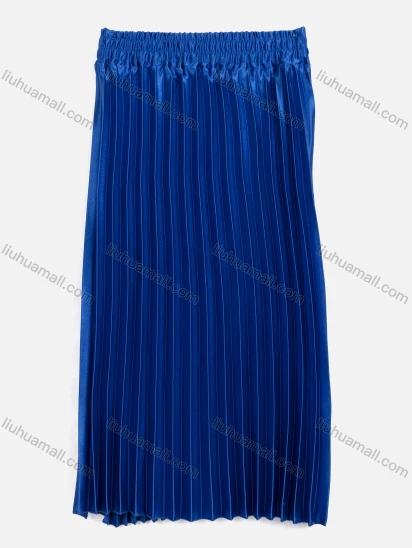 Wholesale Women's Casual Plain High Waist Pleated Shirred Midi Skirt 5684#