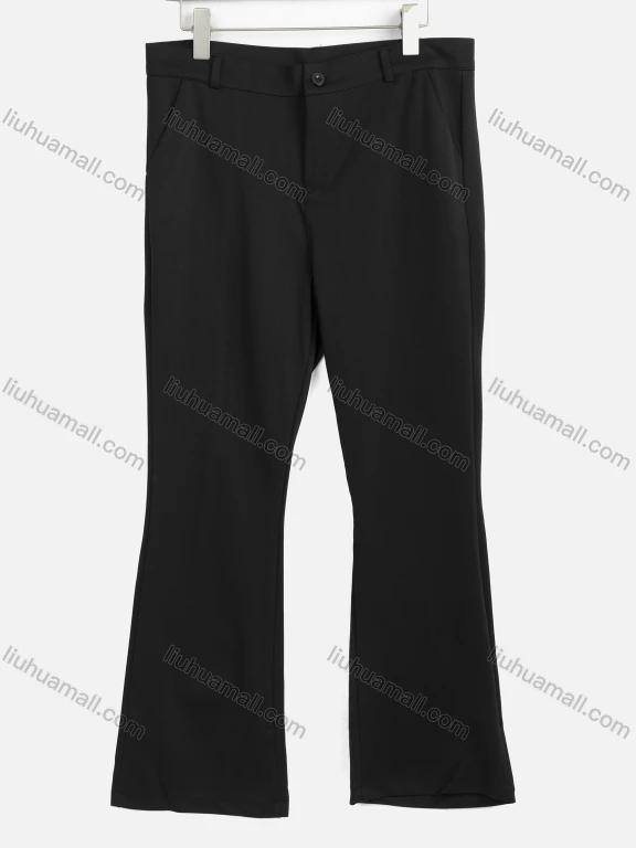 Wholesale Women's Casual Plain Patch Pocket High Waist Flare Leg Pant 5681#