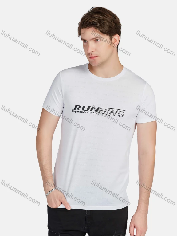 Wholesale Men's Athletic Sporty Breathable Letter Print Round Neck Short Sleeve Tee 218# LIUHUA CLOTHING WHOLESALE