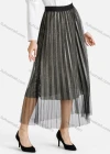 Wholesale Women's Scallop Waistband Mesh Pleated Skirt - Liuhuamall