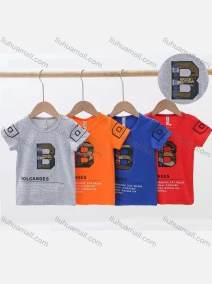 Wholesale Boys Letter Graphic Round Neck Short Sleeve T-shirt 695#, LIUHUA CLOTHING WHOLESALE
