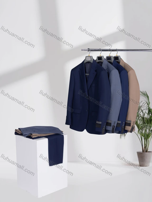 Wholesale Men's Business Lapel Single Breasted Plain Flap Pockets Blazer Jacket & Pants 2 Piece Set X7552#