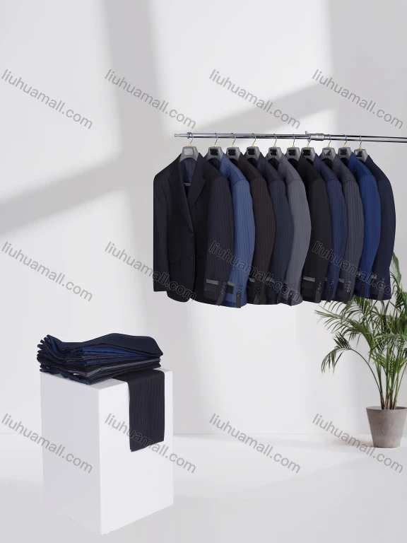 Wholesale Men's Business Lapel Single Breasted Striped Flap Pockets Blazer Jacket & Pants 2 Piece Set X7896#