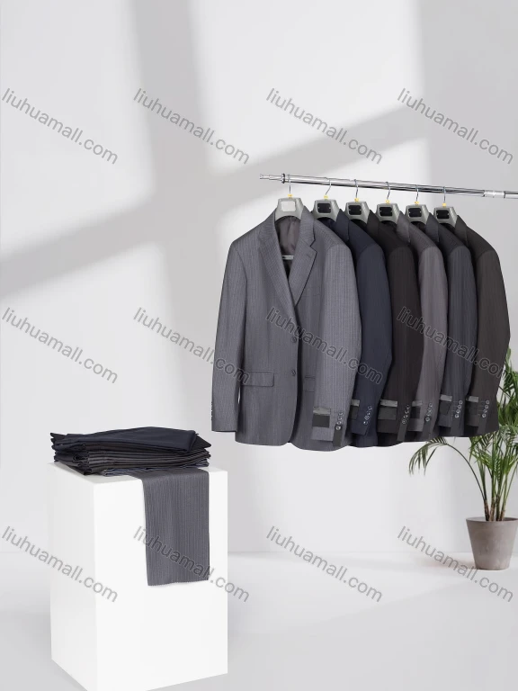 Wholesale Men's Business Lapel Single Breasted Striped Flap Pockets Blazer Jacket & Pants 2 Piece Set X8017#