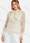 Wholesale Women's Casual Bow Tie Neck Shirt Sleeve Pin Dot Buttons Blouse 700-16# - Liuhuamall