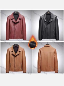 Wholesale Men's Lapel Notched Collar Zipper Pockets Thermal Plain Oversize Leather Biker Jackets 9989#, LIUHUA CLOTHING WHOLESALE