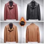 Wholesale Men's Lapel Notched Collar Zipper Pockets Thermal Plain Oversize Leather Biker Jackets 9989# preview