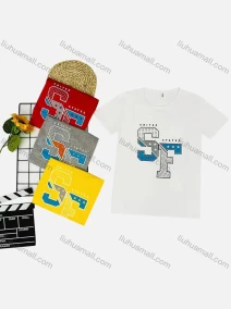 Wholesale Boy's Casual Letter Print Round Neck Short Sleeve Tee, LIUHUA CLOTHING WHOLESALE