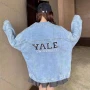 Wholesale Women's Fashion Long Sleeve Back Letter Embroidery Distressed Denim Jacket preview