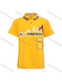 Wholesale Boy's Casual Letter Graphic Embroidered Striped Short Sleeve Polo Shirt, LIUHUA CLOTHING WHOLESALE