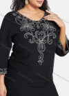Wholesale Women's African Embroidery Robe 3/4 Sleeve Split Side Curved Hem Maxi Dress - Liuhuamall