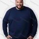Wholesale Men's Plus Size Plain Crew Neck Long Sleeve Knitted Pullover Sweater Navy Clothing Wholesale Market Liuhua