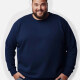 Men's Plus Size Plain Crew Neck Long Sleeve Knitted Pullover Sweater Navy Clothing Wholesale Market -LIUHUA