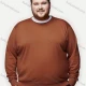 Wholesale Men's Plus Size Plain Crew Neck Long Sleeve Knitted Pullover Sweater Rust Orange Clothing Wholesale Market Liuhua