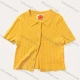 Wholesale Girls Casual Plain Collared Short Sleeve Button Down Hollow Out Shirt MB22BMY631# Yellow Clothing Wholesale Market Liuhua