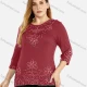 Wholesale Women's Plus Size Round Neck 3/4 Sleeve Embroidery Casual Top 4# Clothing Wholesale Market Liuhua