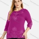 Wholesale Women's Plus Size Round Neck 3/4 Sleeve Embroidery Casual Top 6# Clothing Wholesale Market Liuhua
