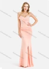 Wholesale Women's Elegant Plain Rhinestone Bow Knot Ruched Split Hem Strapless Tube Bodycon Evening Dress - Liuhuamall