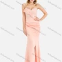 Wholesale Women's Elegant Plain Rhinestone Bow Knot Ruched Split Hem Strapless Tube Bodycon Evening Dress preview