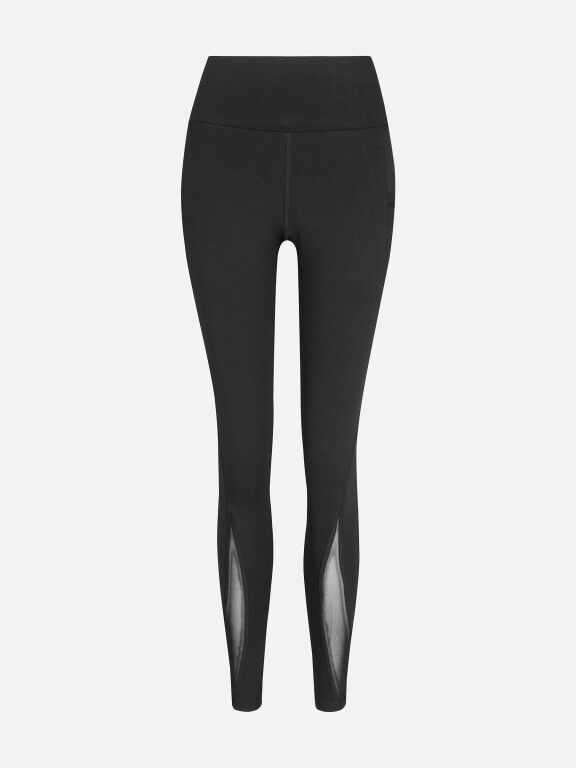 Women's Sporty High Waist Sheer Mesh Plain Legging, Clothing Wholesale Market -LIUHUA, Women