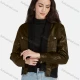 Wholesale Women's Casual Plain Open Front Long Sleeve Stitching Knit Leather Jacket A130# 11# Clothing Wholesale Market Liuhua