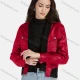 Wholesale Women's Casual Plain Open Front Long Sleeve Stitching Knit Leather Jacket A130# 18# Clothing Wholesale Market Liuhua