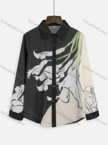 Wholesale Women's Colorblock Floral Print Button Down Long Sleeve Casual Blouse, LIUHUA CLOTHING WHOLESALE