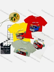 Wholesale Boy's Casual Pattern & Letter Print Round Neck Short Sleeve Tee, LIUHUA CLOTHING WHOLESALE