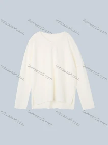 Wholesale Women's Casual V Neck Drop Shoulder Split Side High Low Hem Plain Sweater, LIUHUA CLOTHING WHOLESALE