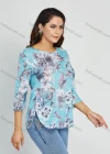 Wholesale Women's Round Neck 3/4 Sleeve Curved Hem Floral Print Blouse 21015# - Liuhuamall