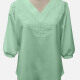 Woman's Casual V Neck Half Sleeve Crochet Splicing Plain Blouses Top 23# Clothing Wholesale Market -LIUHUA