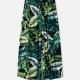 Women's Casual Allover Leaf Floral Print Elastic Waist A-line Midi Skirts Cadmium Green Clothing Wholesale Market -LIUHUA
