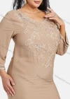 Wholesale Women's African Embroidery Robe 3/4 Sleeve Split Side Curved Hem Maxi Dress - Liuhuamall